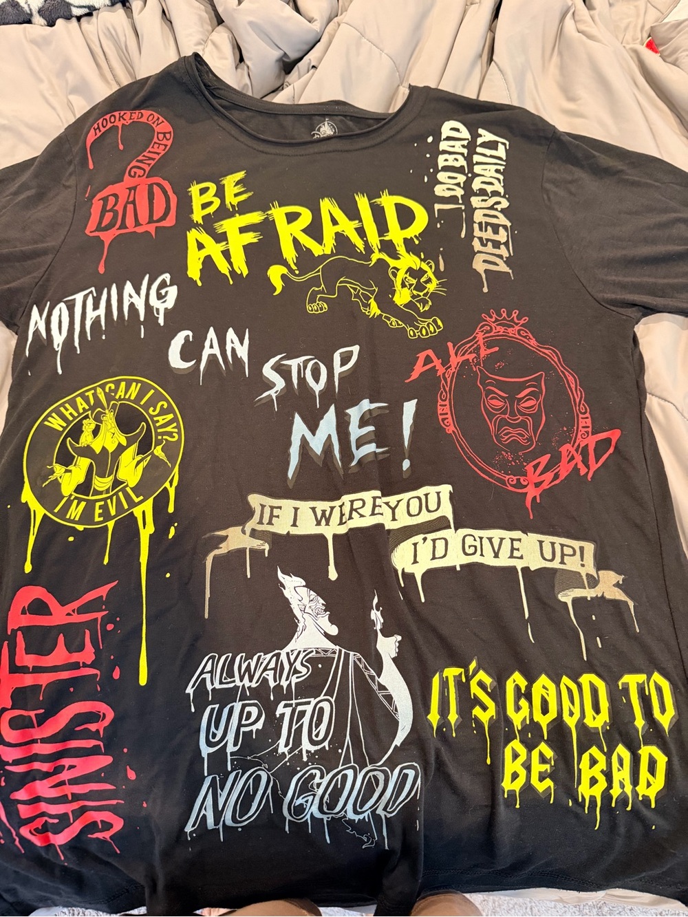 Disney Black Long Sleeve Shirt with Yellow & Red Graphic Prints